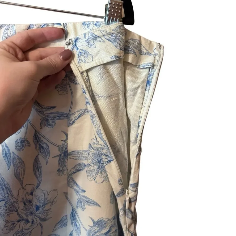 NWOT- A New Day- Women's Garden Party Midi A-Line Blue Toile Skirt, Plus Size 18